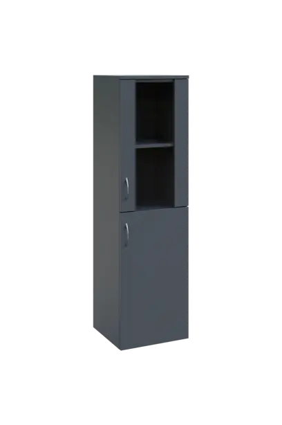 N 4 - 4DS kancelářská skříň, 1-dveřová/prosklená, pravá, 1450x400x400, antracit